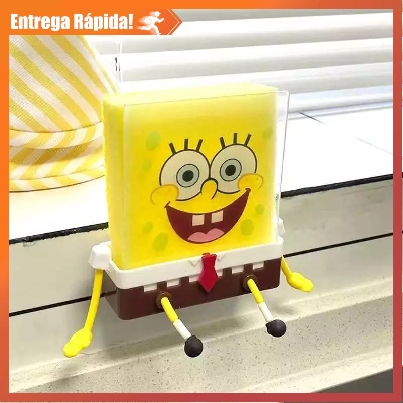 Porta Esponja Bob Esponja para Cozinha - Design Criativo que Escorre Água e Evita Mofo - Acessório Divertido e Prático em Oferta na Shopee