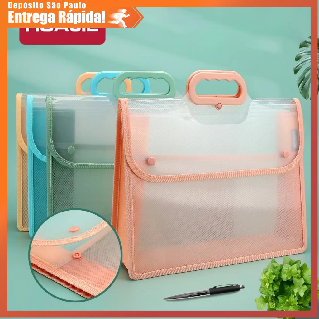 Huajie Bolsa de arquivo transparente para estudantes usam bolsa à prova d'água de camada dupla Bolsa de armazenamento de
