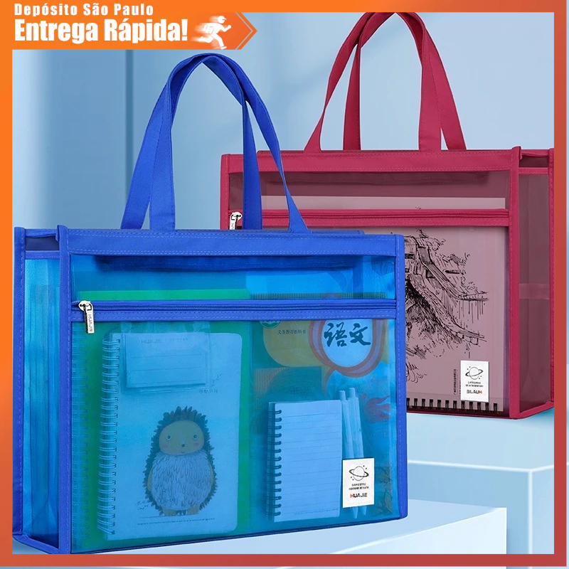 A3 Armazenamento de gaze transparente Bolsa Materiais de arte Bolsa Arquivo de grande capacidade Bolsa Sacola estilo sac