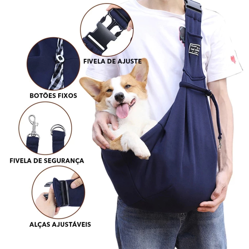 Mochila de Transporte Pet – Bolsa Sling Portátil para Gatos e Cachorros com Alça Ajustável, Viagem e Passeio Confortável