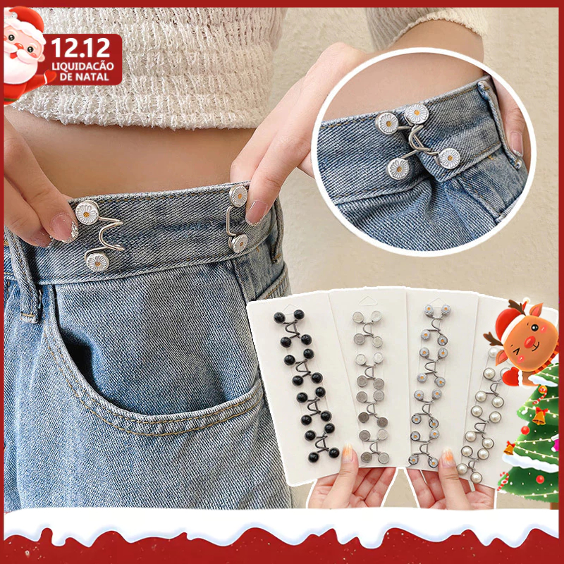 Alfinete De Cintura Pérola E Strass – Prendedor De Roupa Antiderrapante Ajustável Para Vestidos/Calças