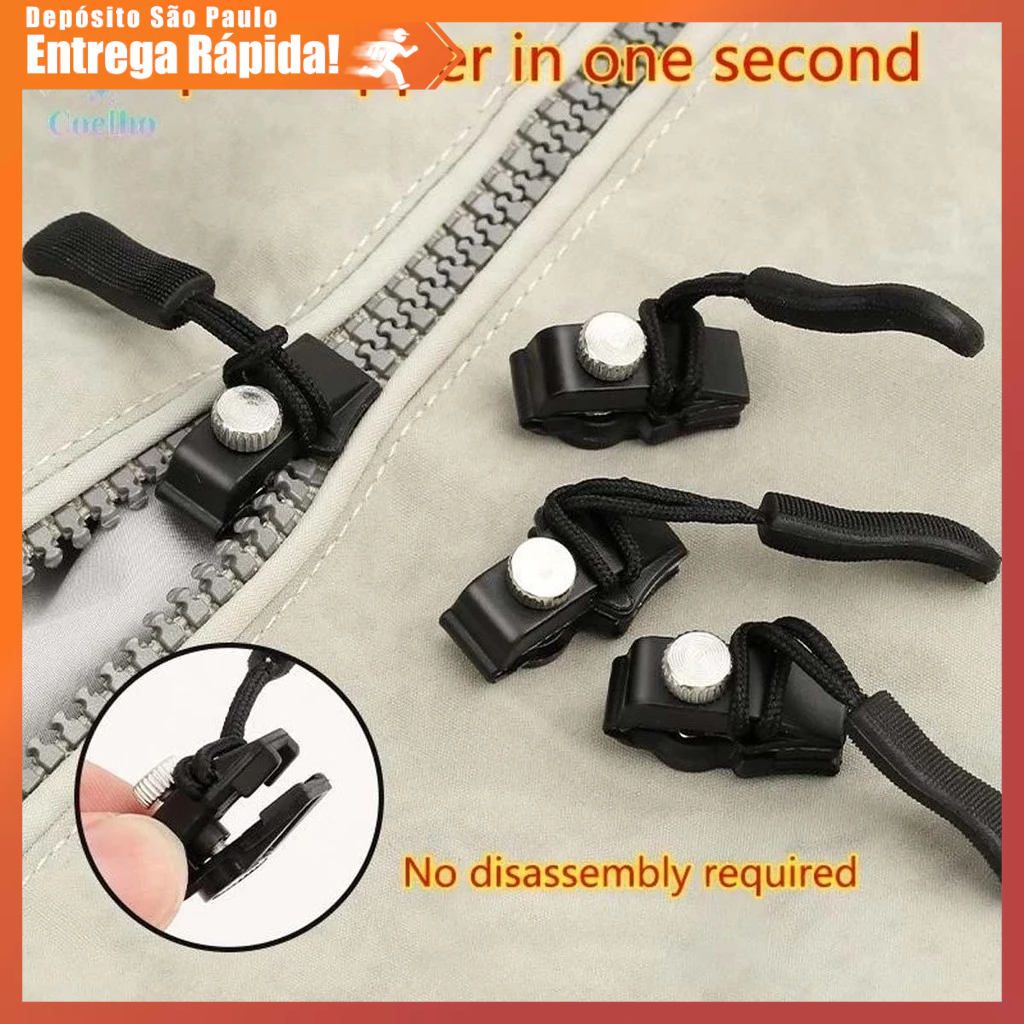 Kit Reparo Zíper Instantâneo Universal Sem Costura 10 Peças Prático Roupa Mochila Bolsa Conserto