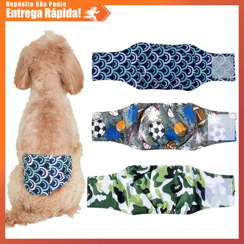 Fralda de Barriga Cachorro Macho Reutilizável Lavável Ecológica