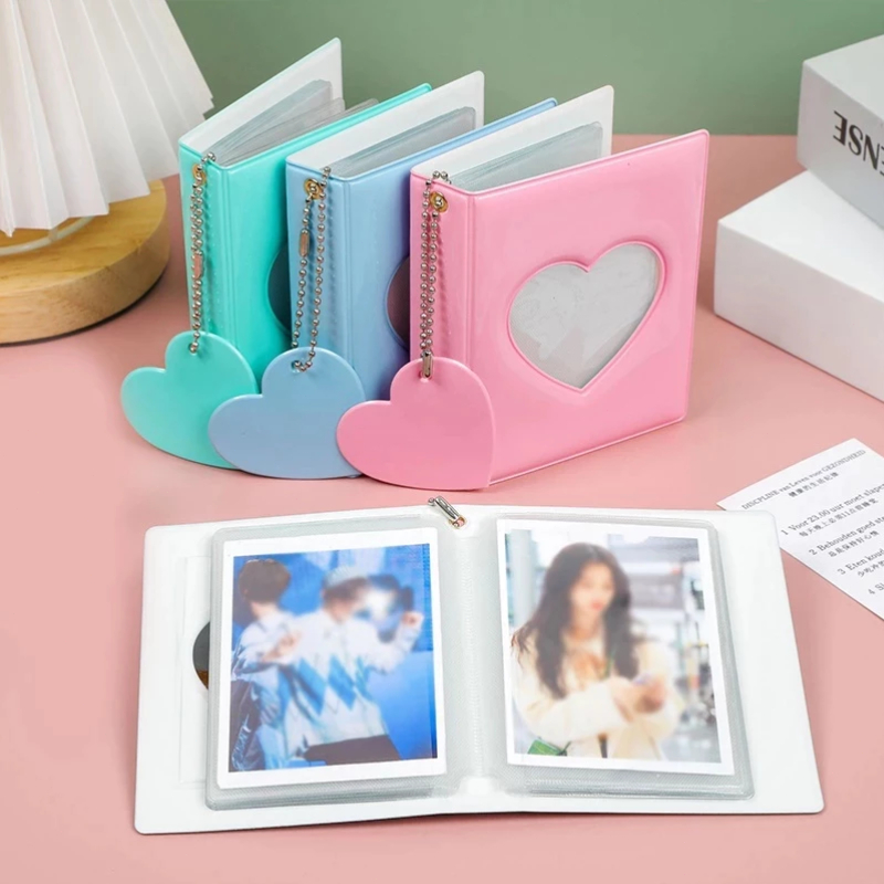 Capa Para Álbum De Fotos Com Coração Oco , Coleção De Cartões Fotográficos Instax Mini Livro De 3 Polegadas