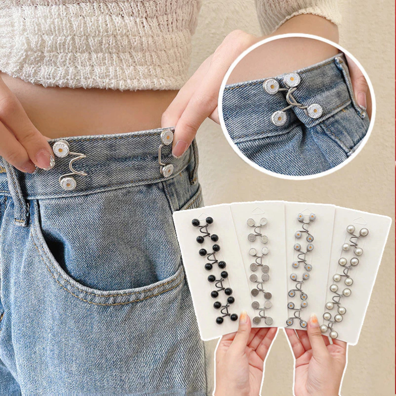 Alfinete De Cintura Pérola E Strass – Prendedor De Roupas Ajustável Antiderrapante Para Vestido/Calça
