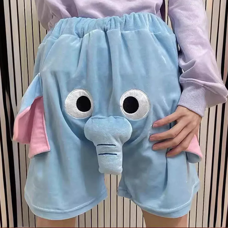 Calça Pijama Casal Elefante Verão Algodão Confortável Estampada Divertida Pijama de Algodão Respirável com Elá