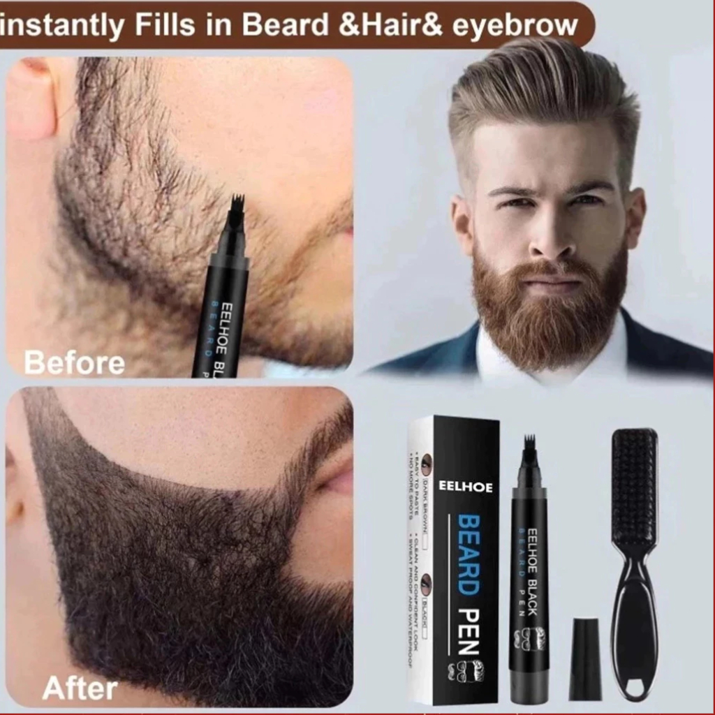Caneta preenche falhas barba e sobrancelhas + Escovinha Lápis delineadora fio a fio Beard pen em Oferta na Shopee
