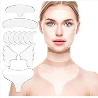Kit 16 Peças Reutilizável para Rosto Adesivo Fita Gel Silicone Anti-rugas Linhas Faciais em Oferta na Shopee