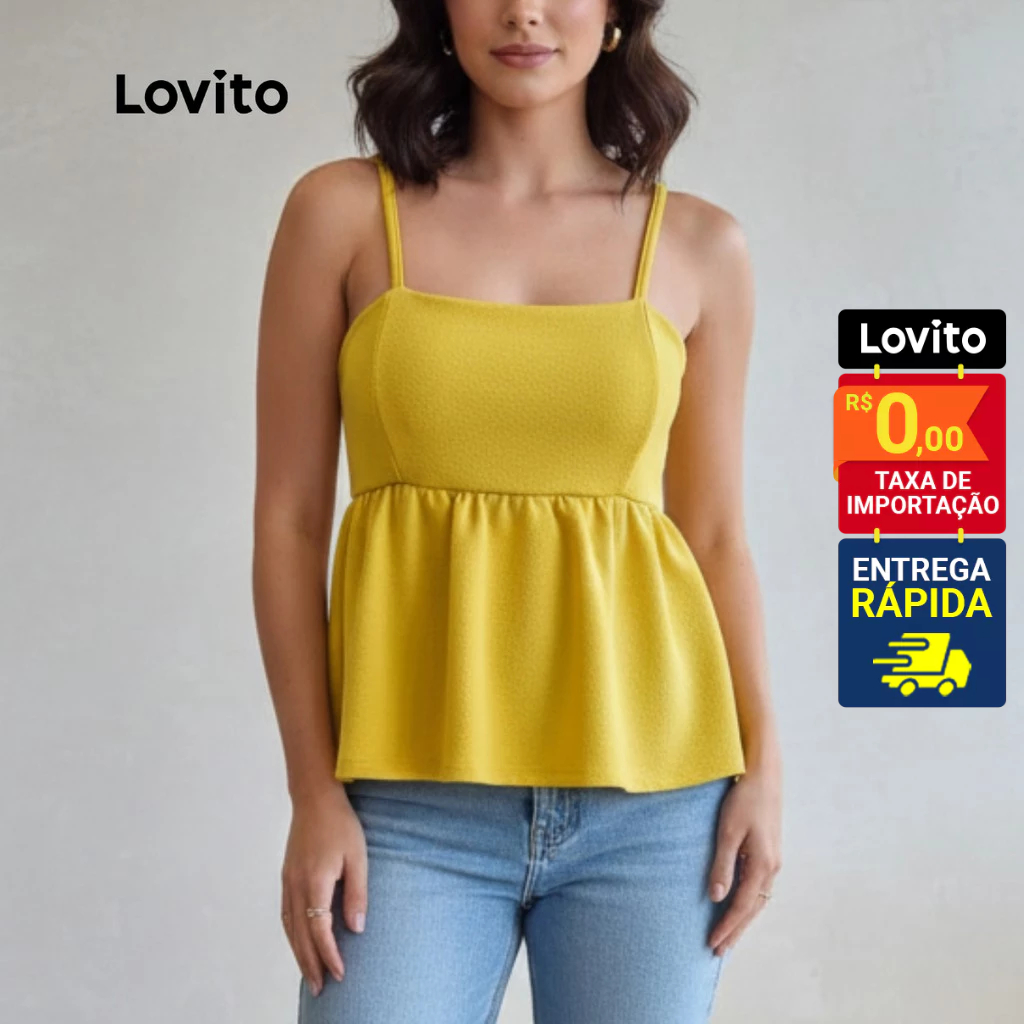 Lovito Regata Lisa Fofa para Mulheres LB989BRL1019 em Oferta na Shopee