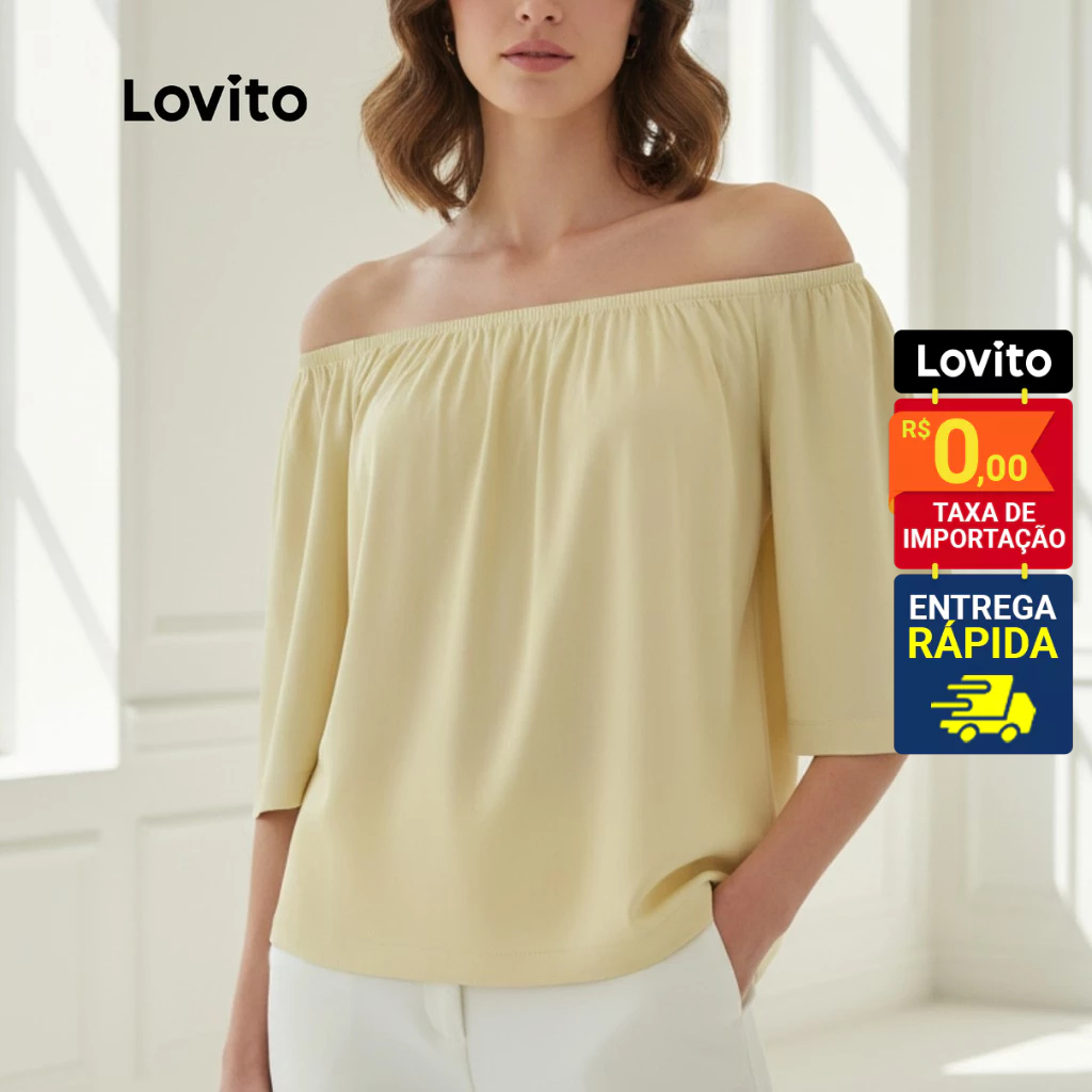 Lovito Blusa Boho Lisa para Mulheres LB1442BRL1472 em Oferta na Shopee