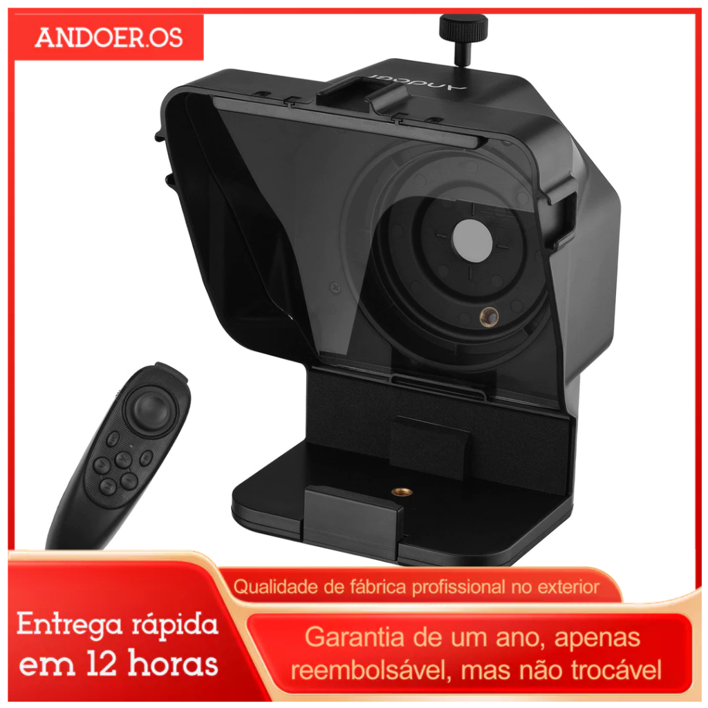 Teleprompter para Celular e Câmera Portátil Sem Fio Com Controle Remoto e Suporte Gravação Live e Entrevistas