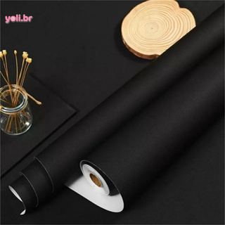 Papel Adesivo De Parede Rolo 5/10 Metros Preto Fosco Moveis Envelopamento Lavável Fácil De Aplicar em Oferta na Shopee