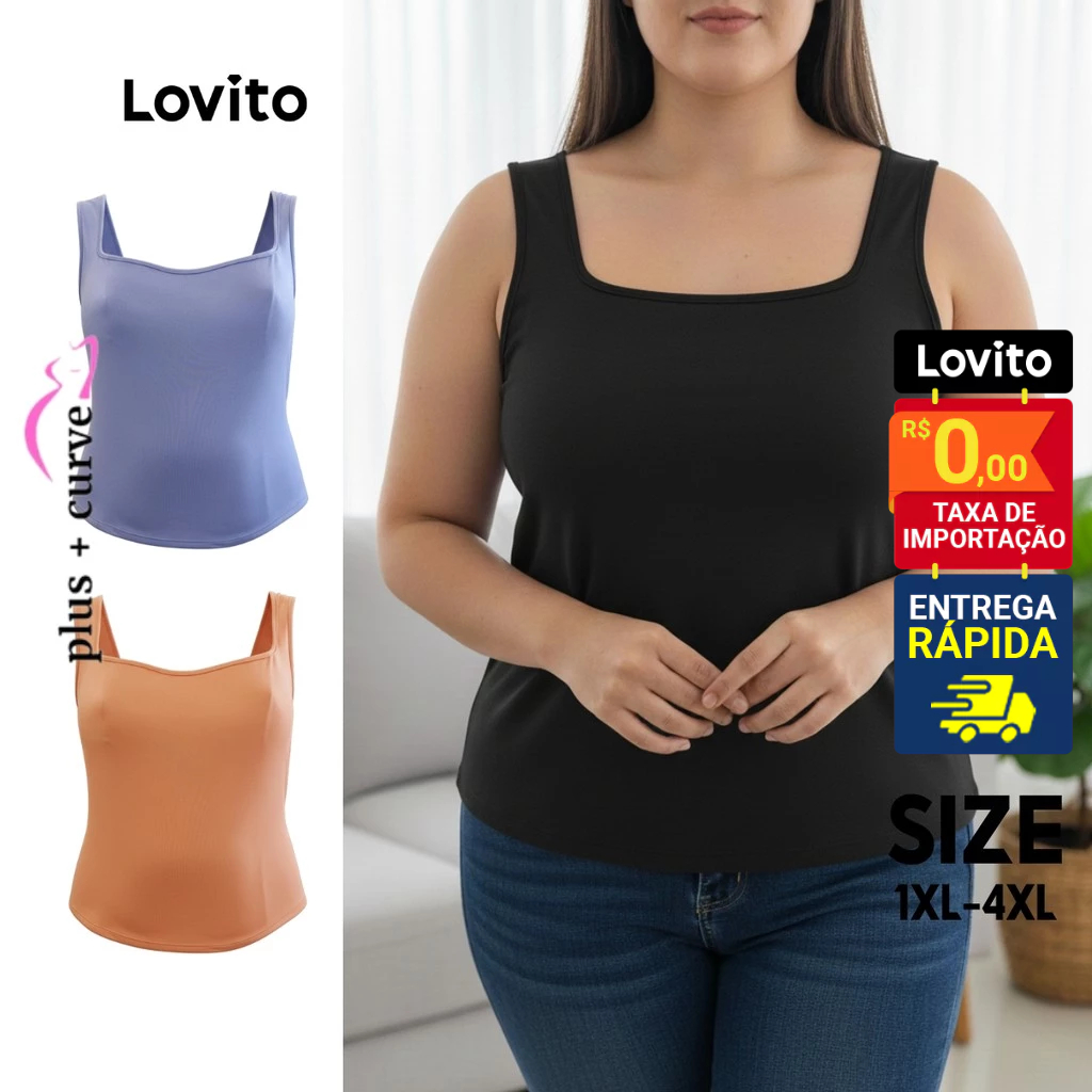Lovito Regata Basica Feminina Plus Size LB1352BRL1382