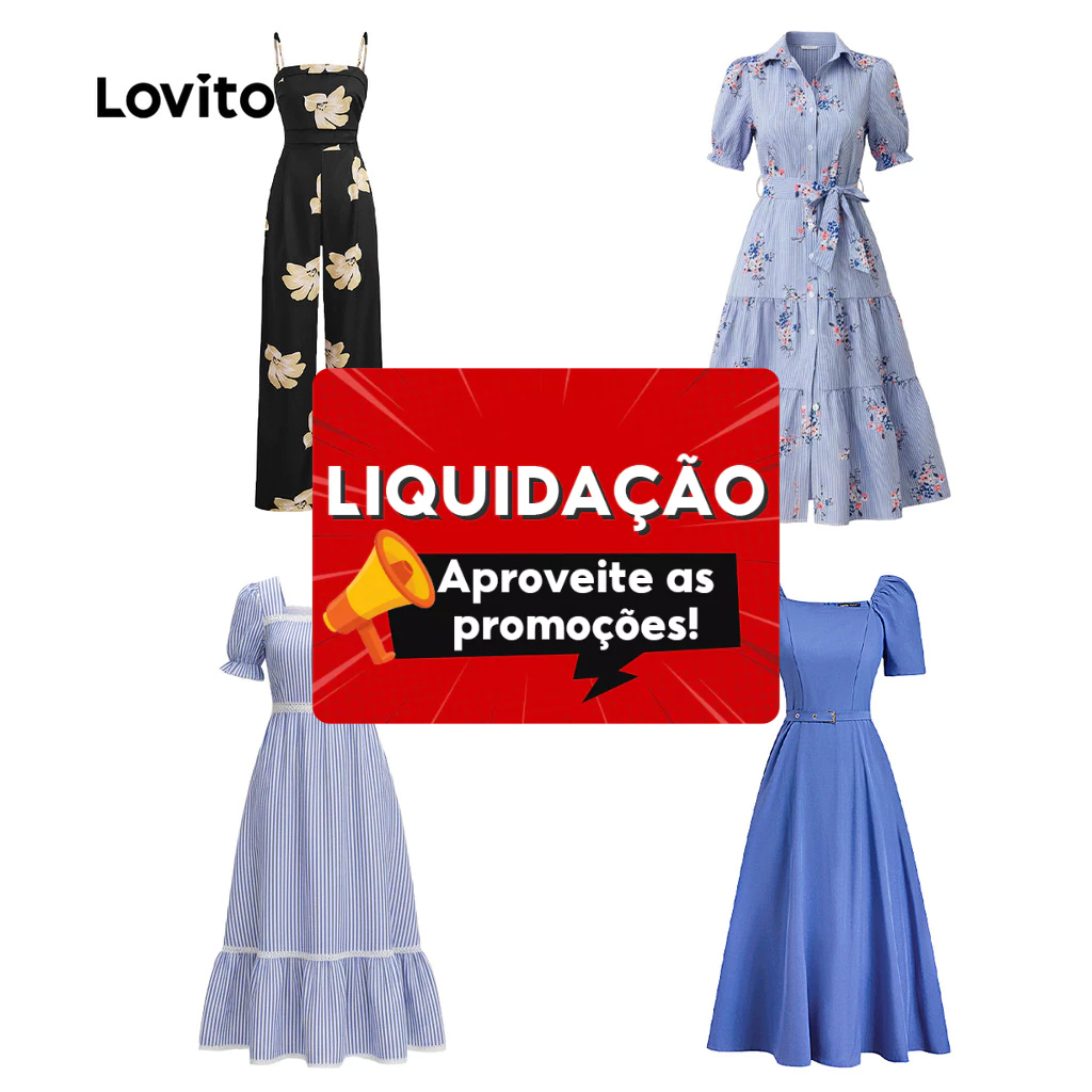 Lovito Vestido em Promoção Especial para Mulheres em Oferta na Shopee