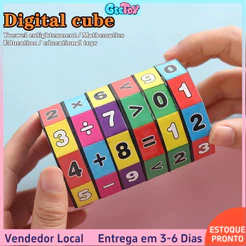 Cubo Digital Montessori, Cubo Mágico de Matemática, Brinquedo Educativo para Crianças, Bloco Giratório de Aritmética