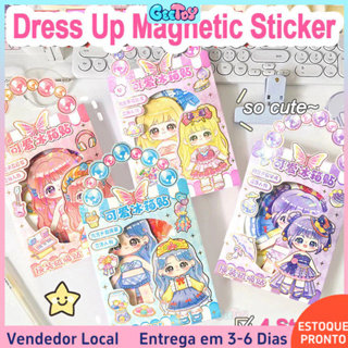 Brinquedos de Adesivos Magnéticos para Geladeira - Adesivos de Princesas com 10 Vestidos para Montar em Oferta na Shopee