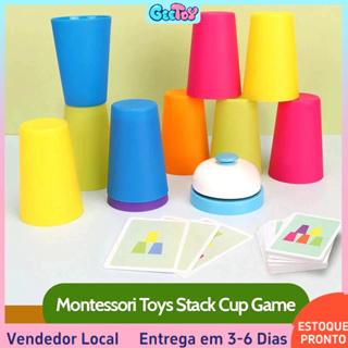 Brinquedo Montessori Jogo de Copos com Cartas, Reconhecimento de Cores, Treino Lógico, Brinquedo Educativo para Crianças em Oferta na Shopee