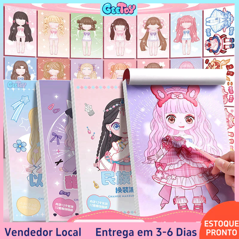 Livro de Figurinhas de Boneca de Papel Livro de Figurinhas para Vestir o Corpo Inteiro Livro de Figurinhas de Maquiagem em Oferta na Shopee
