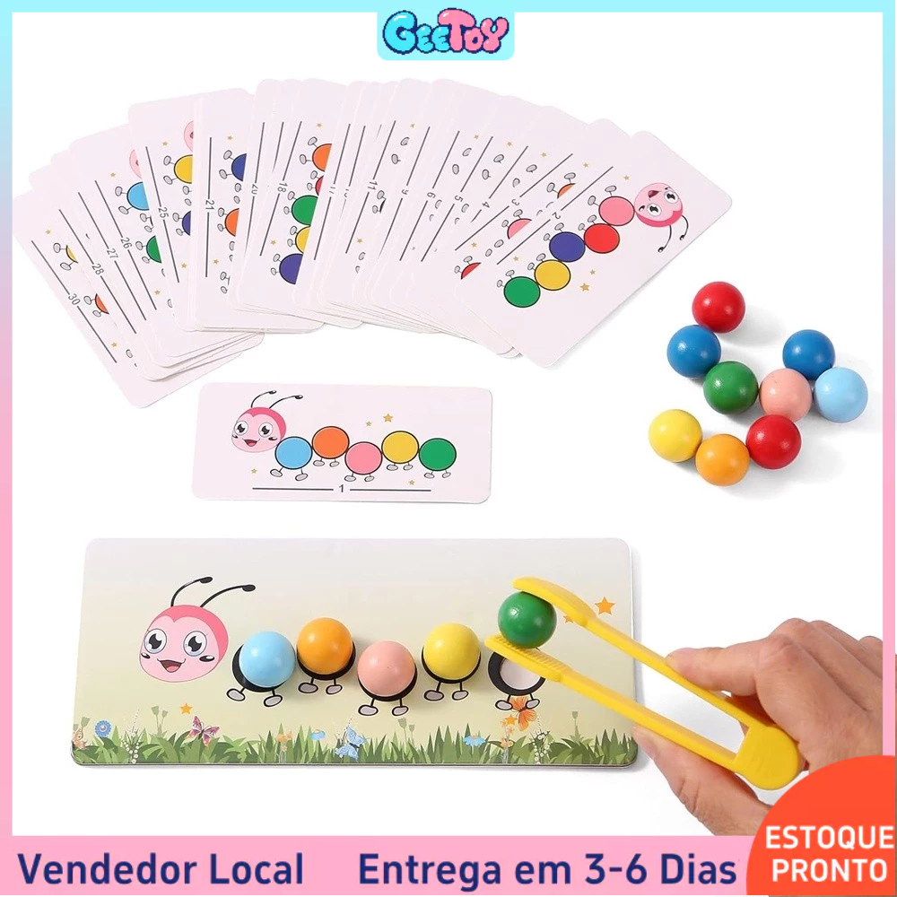 Clipe De Madeira Contas Jogos Cor Correspondência Aprendizagem Conjunto Fino Movimento Do Motor Treinamento Montessori B