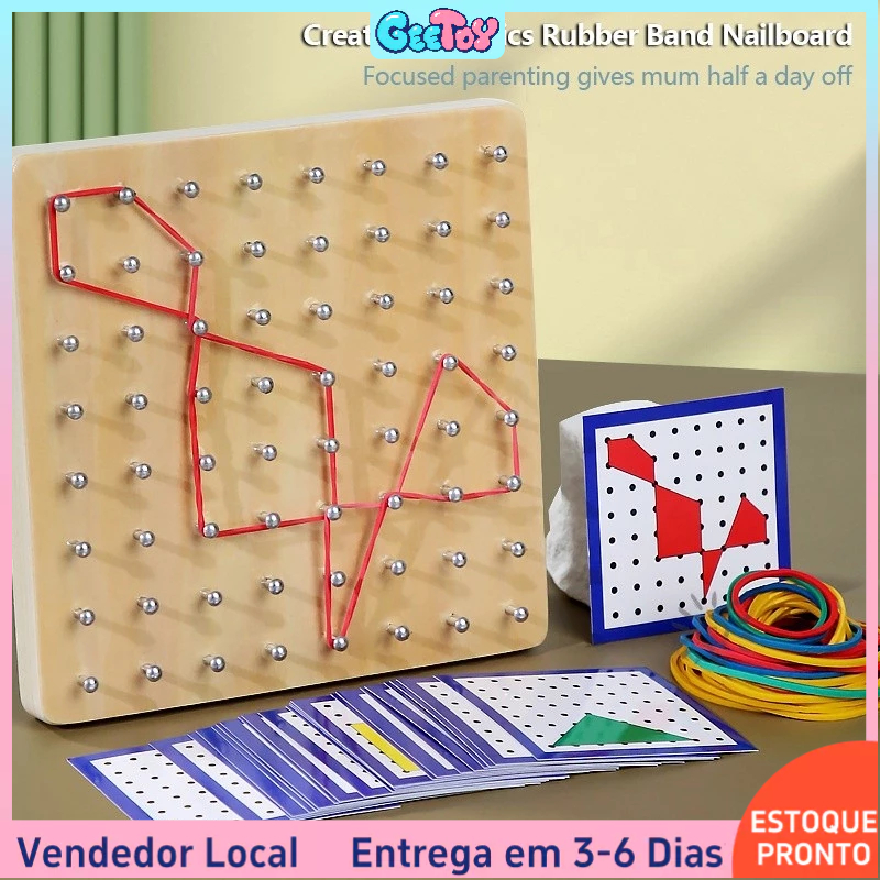 55 Peças/Conjunto - Tabuleiro Criativo de Elásticos com Cartas - Brinquedo Educativo Montessori para Crianças em Oferta na Shopee