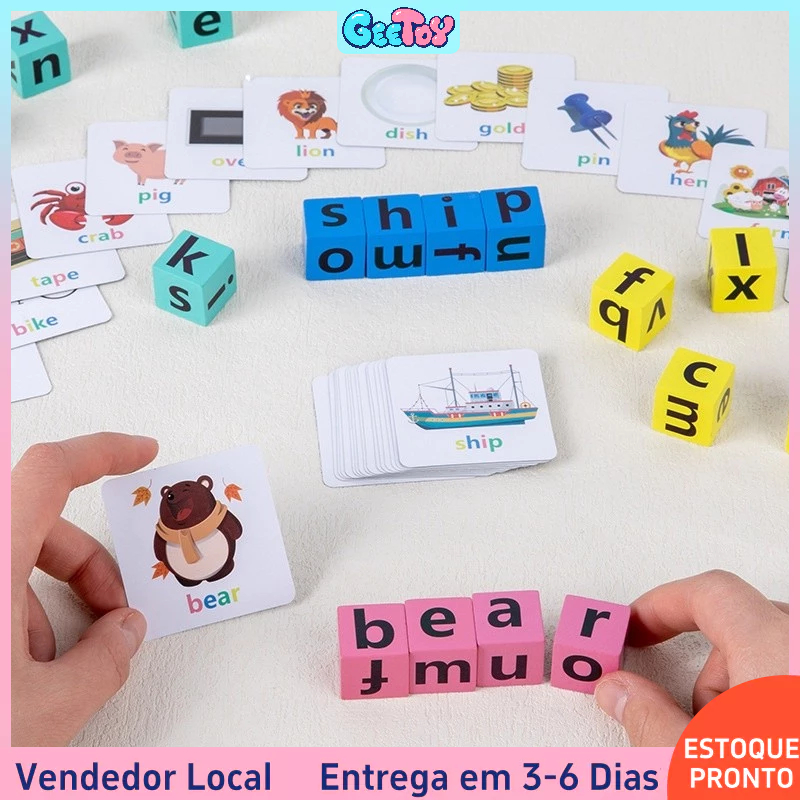 Cartões de Letras para Formação de Palavras - Brinquedo Educativo Montessori para Aprendizado Inicial em Inglês em Oferta na Shopee