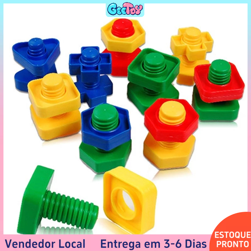 10 Conjuntos/20 Peças Blocos De Construção Inserção De Plástico Brinquedos Em Forma De Porca Educativos Montessori Para em Oferta na Shopee