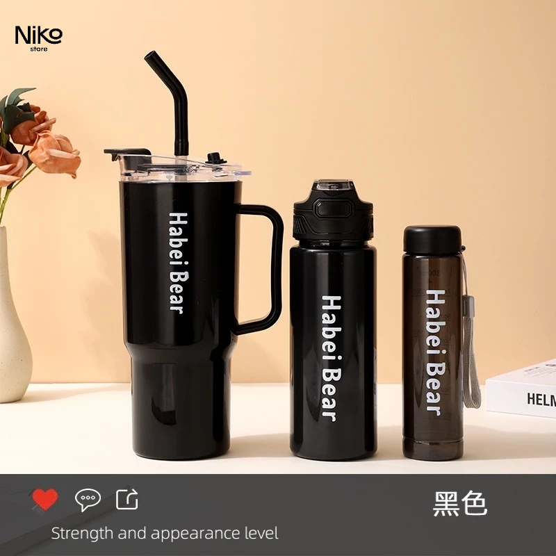 Kit 3 Garrafa 1200ML/800ML/300ML Copo Tendência Agua Squeeze Com Adesivos