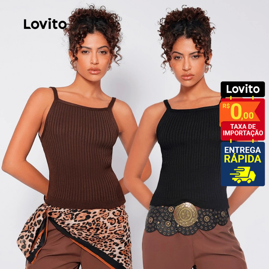 Lovito KIT Regata Lisa Casual Feminina LB715BRL745 em Oferta na Shopee