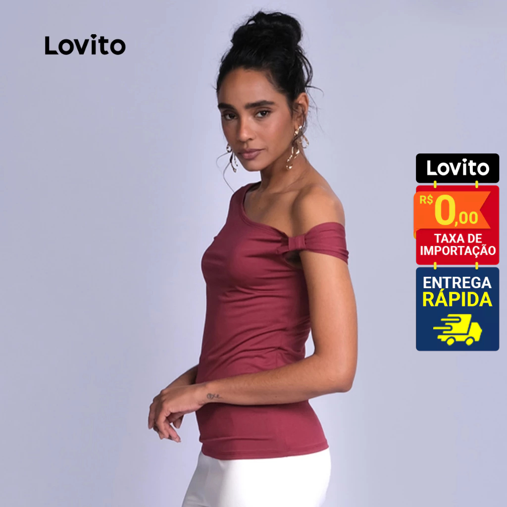 Lovito Blusa Casual Lisa para Mulheres LB791BRL821