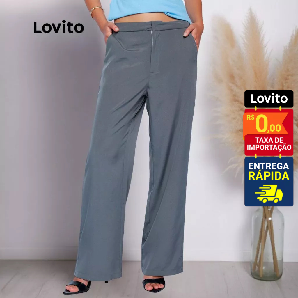 Lovito Calça Lisa Elegante Feminina LB785BRL815