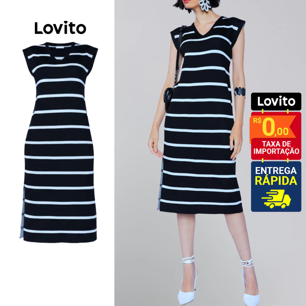 Lovito Vestido Boho com Babados para Primavera/verão para mulheres L154ED406