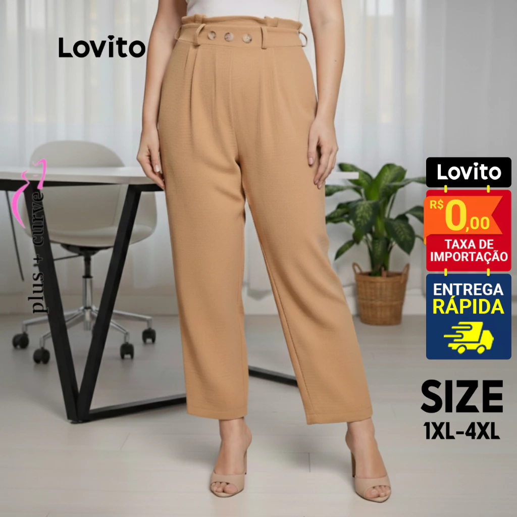 Lovito Calça Clochard Plus Size Duna LB1164BRL1194