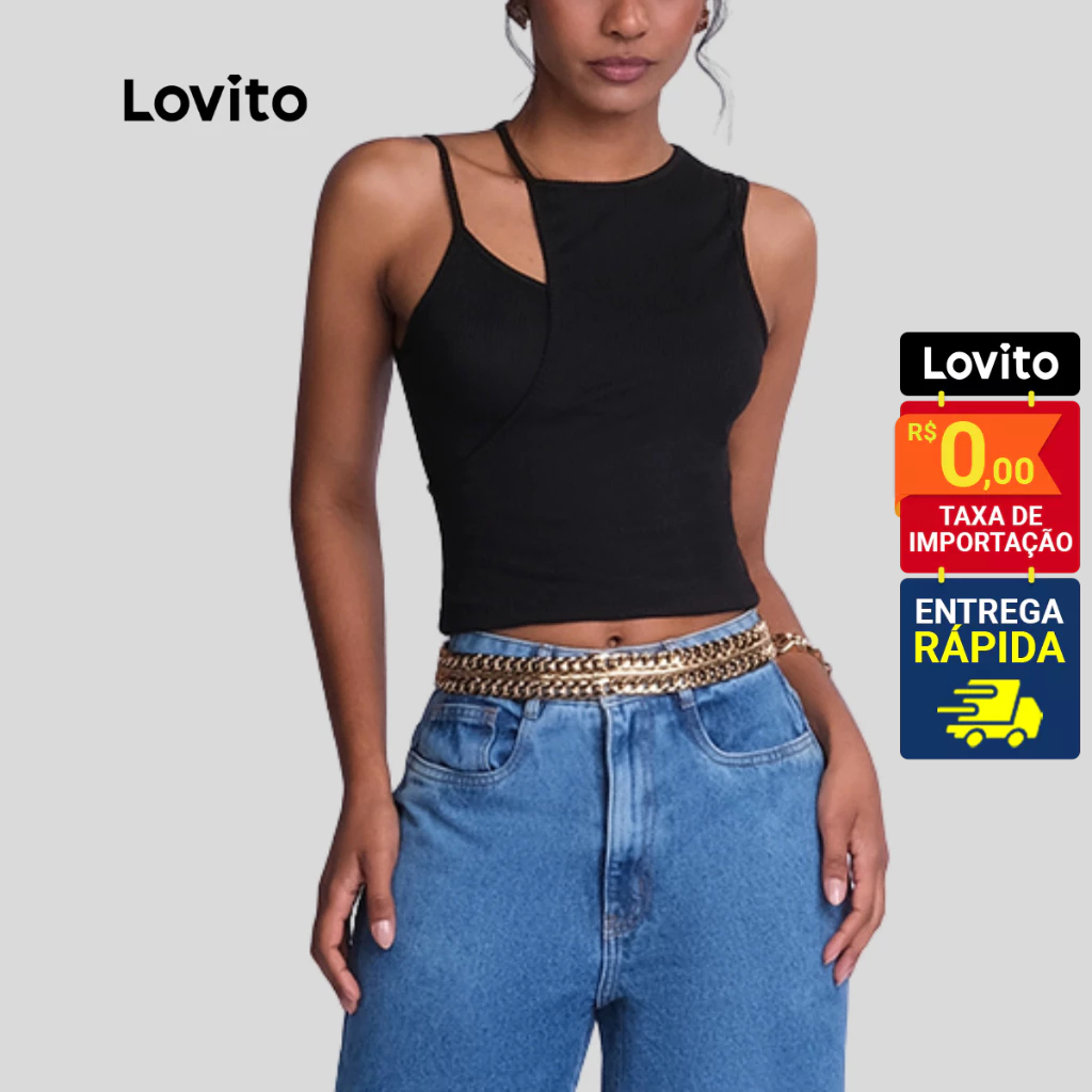 Lovito Regata Feminina Casual Lisa LB1090BRL1120