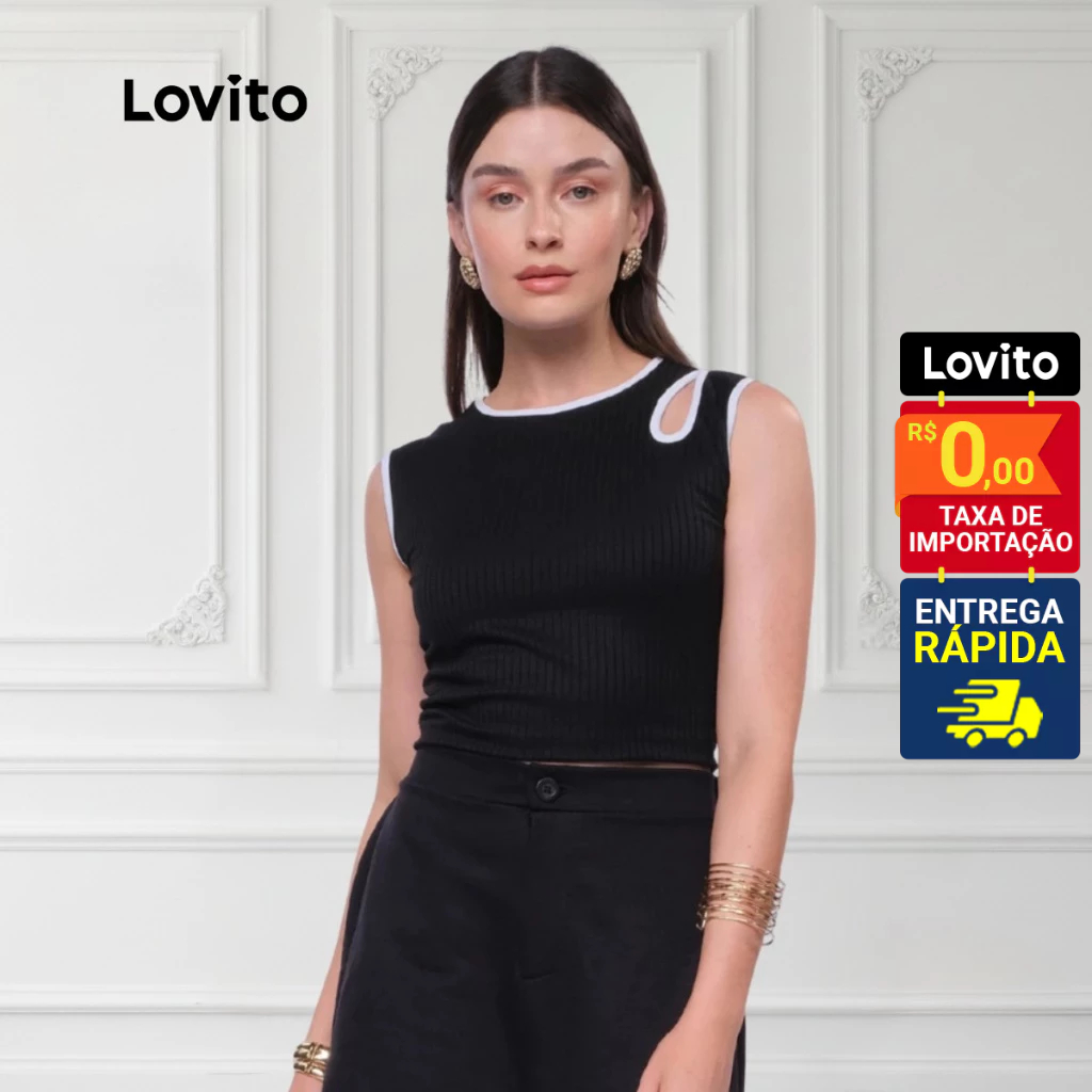 Lovito Regata Casual Feminina Detalhe Gota LB1287BRL1318