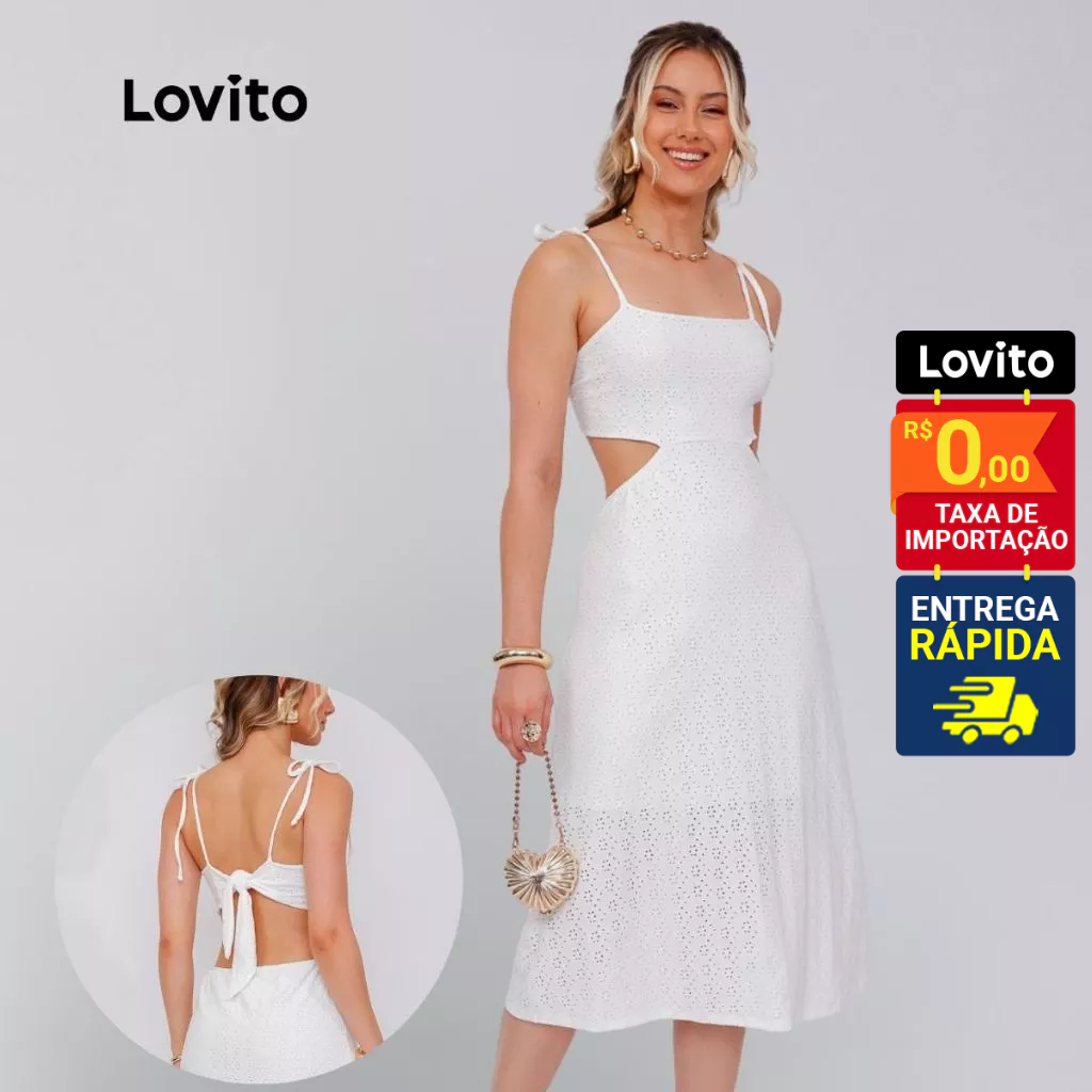 Lovito Vestido Casual Laise Recortes Feminino LB1160BRL1190