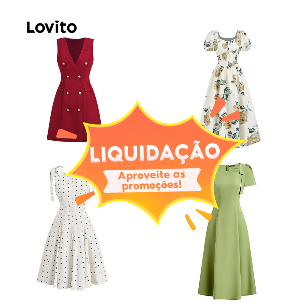 Lovito Special Casual Macacão/Vestido de Verão (Tamanhos S-M) em Oferta na Shopee