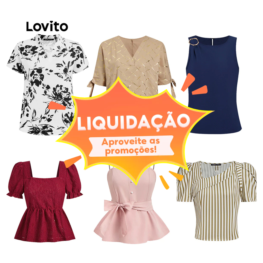 Lovito Special Casual Blusas (Tamanhos S-XL) em Oferta na Shopee