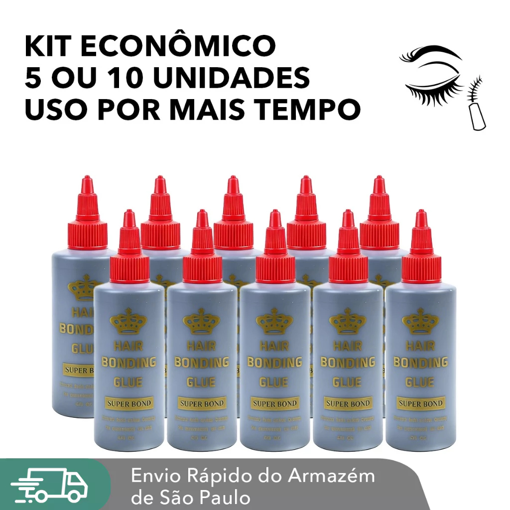 Cola Lace Wig e Cílios 30ml Kit 5 ou 10 Unidades – Cola Transparente para Peruca e Extensão de Cabelo Longa Duração