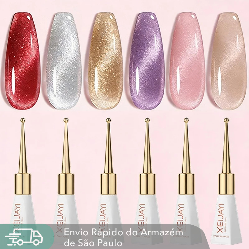 Esmalte em Gel Olho de Gato UV 10ml Efeito Holográfico Brilho Intenso para Unhas DIY Manicure Profissional Longa Duração