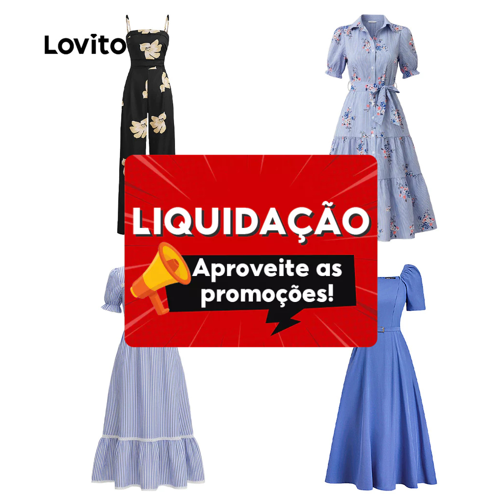 Lovito Vestido em Promoção Especial para Mulheres em Oferta na Shopee
