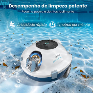 INSE Y10 Aspirador Robô Piscina Sem Fio 90Min Autônomo Auto-Docking para Piscinas Planas…