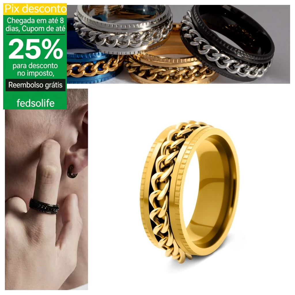 Fedsolife Anel de moda masculino feminino simples estilo casal exclusivo giratório