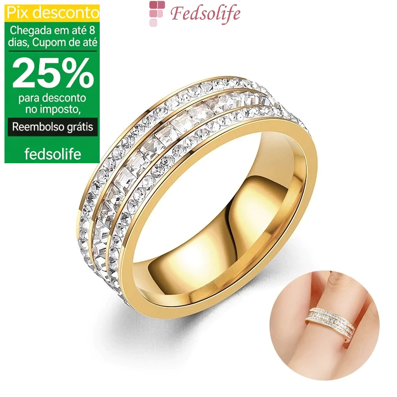 Fedsolife Moda Anel de Diamante High-End Popular Gypsophila Anel de Diamante Banhado a Ouro Casal