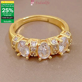 [Anel Fedsolife ajustável] Anel de casal com joias simples e exclusivas com diamante banhado a ouro