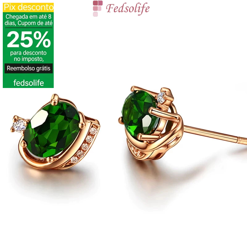 Fedsolife Brincos femininos com pedras preciosas esmeraldas Vintage turmalina verde colorida gema