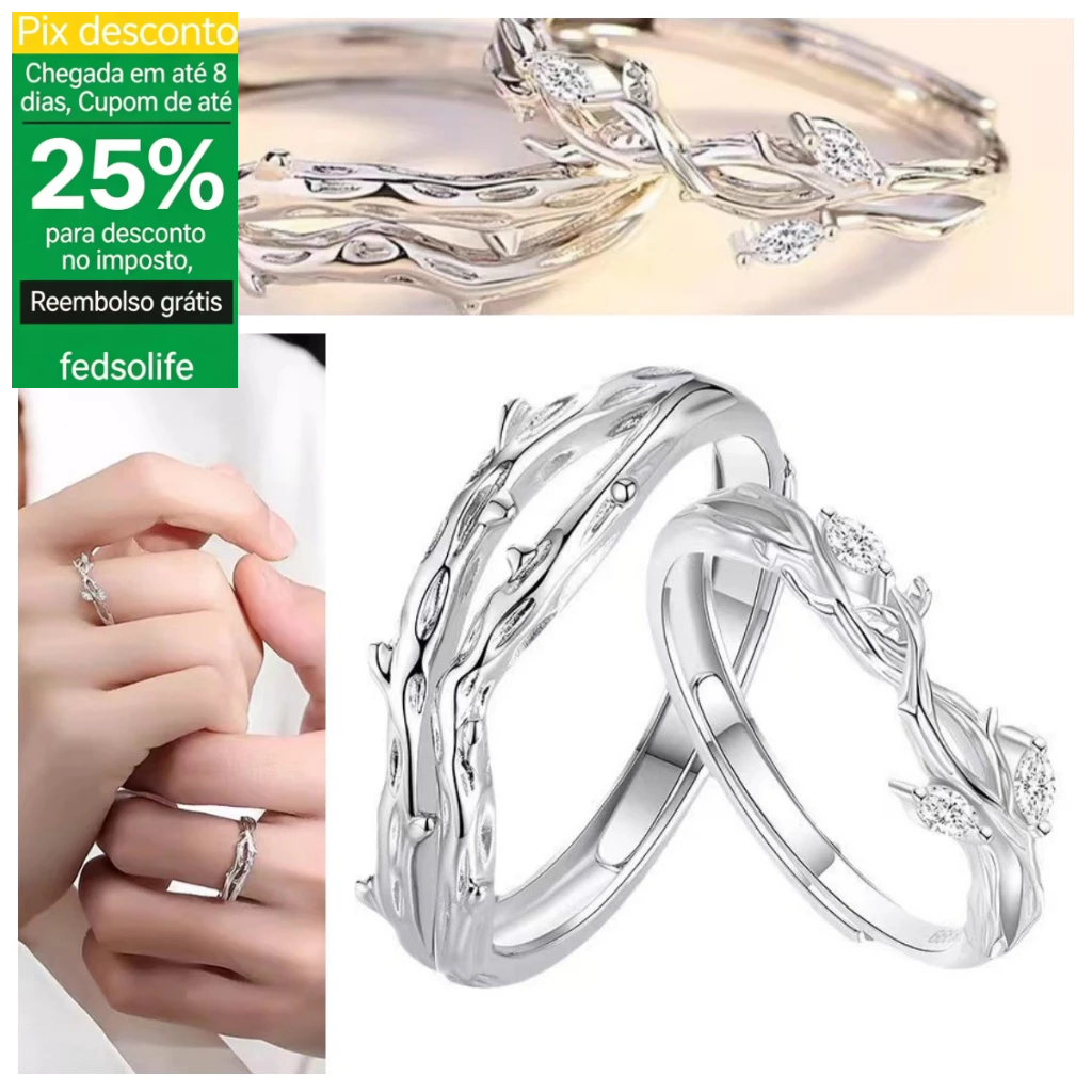 Fedsolife anel com ramo de poda casal masculino feminino ins moda simples espinhos casal anel ramo