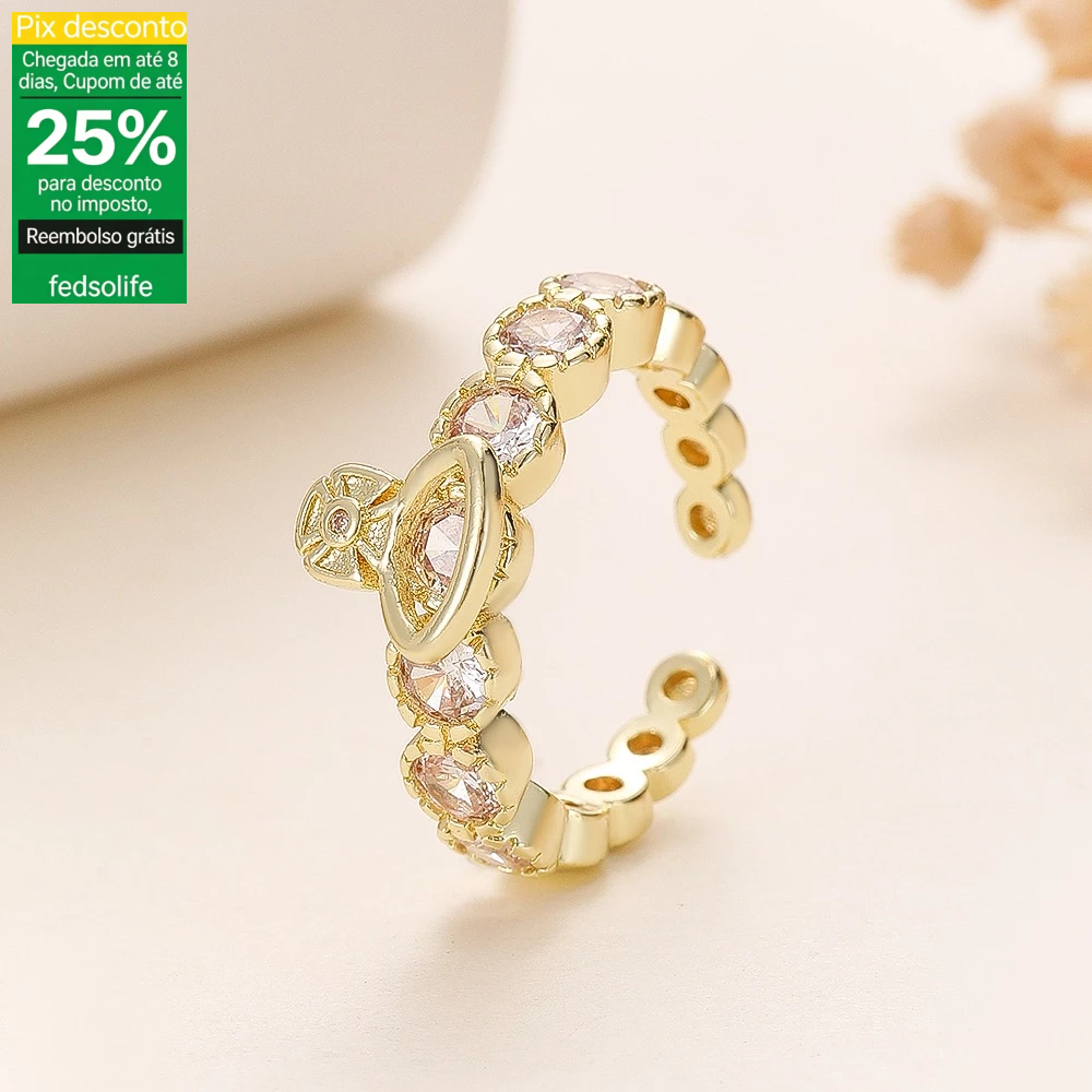 Fedsolife anel ajustável saturno zircão anel feminino moda ins estilo nicho Design High-End jóias