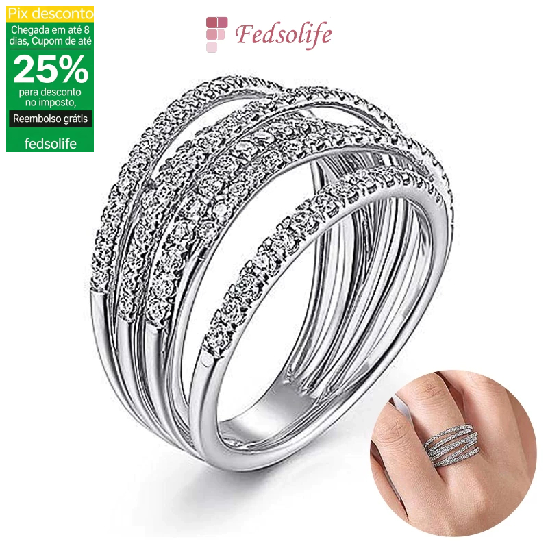 Fedsolife Anel de diamante masculino feminino anel retrô linha enrolamento Irregular multicamadas