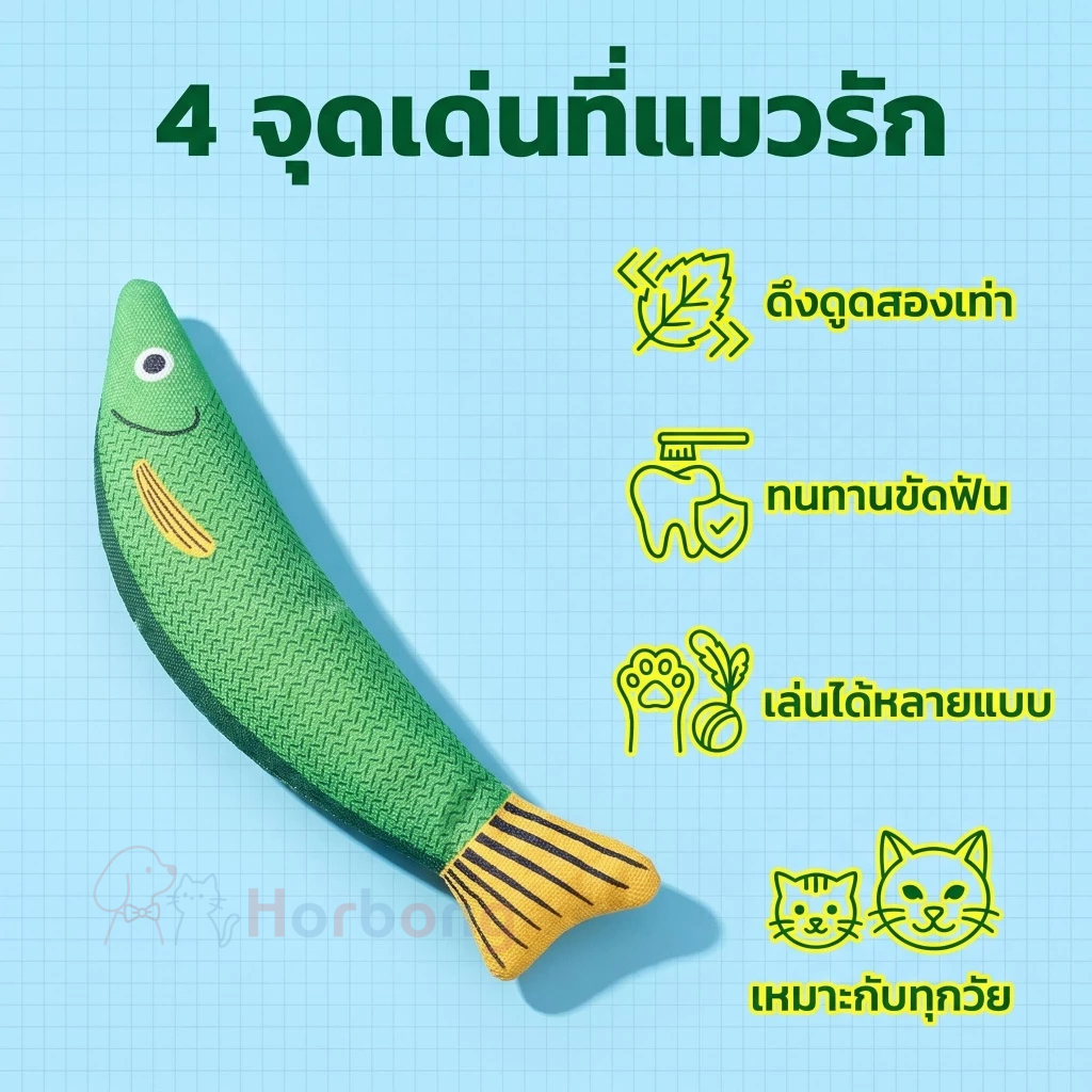 【Horbong Pets】ตุ๊กตาปลา ของเล่นแมว ปลาซาบะ มีกัญชาแมวภายใน คลายเครียด กระตุ้นสัญชาตญาณนักล่า ปลอดภัยทนทาน - ภาพที่ 4
