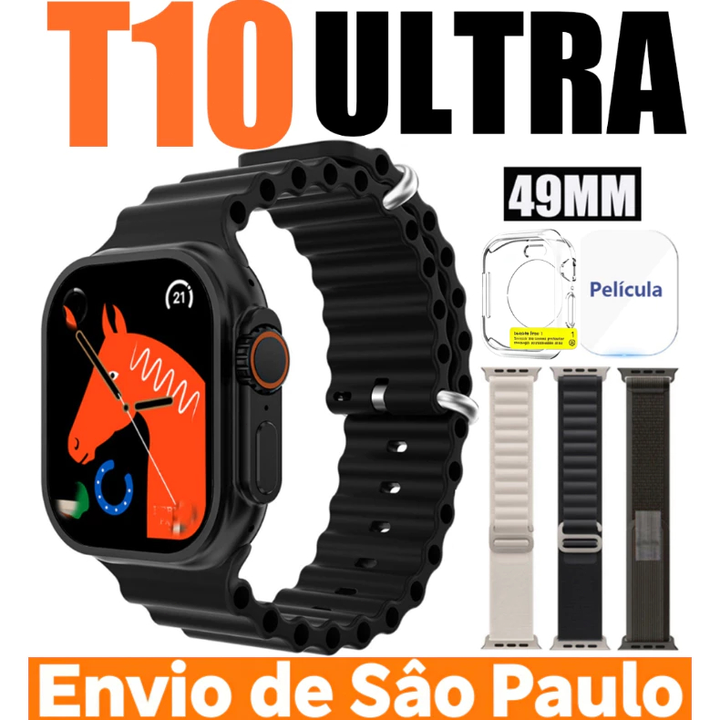 [Presente capa protetora] SmartWatch T10 Ultra 49mm Original Série 10 Dynamic Island Chamada Bluetooth iOS & Android WWW